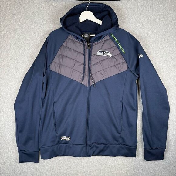 NFL Team Apparel Womens XL Seattle Seahawks Puffer Jacket Blue Green Zip Front - Picture 1 of 9